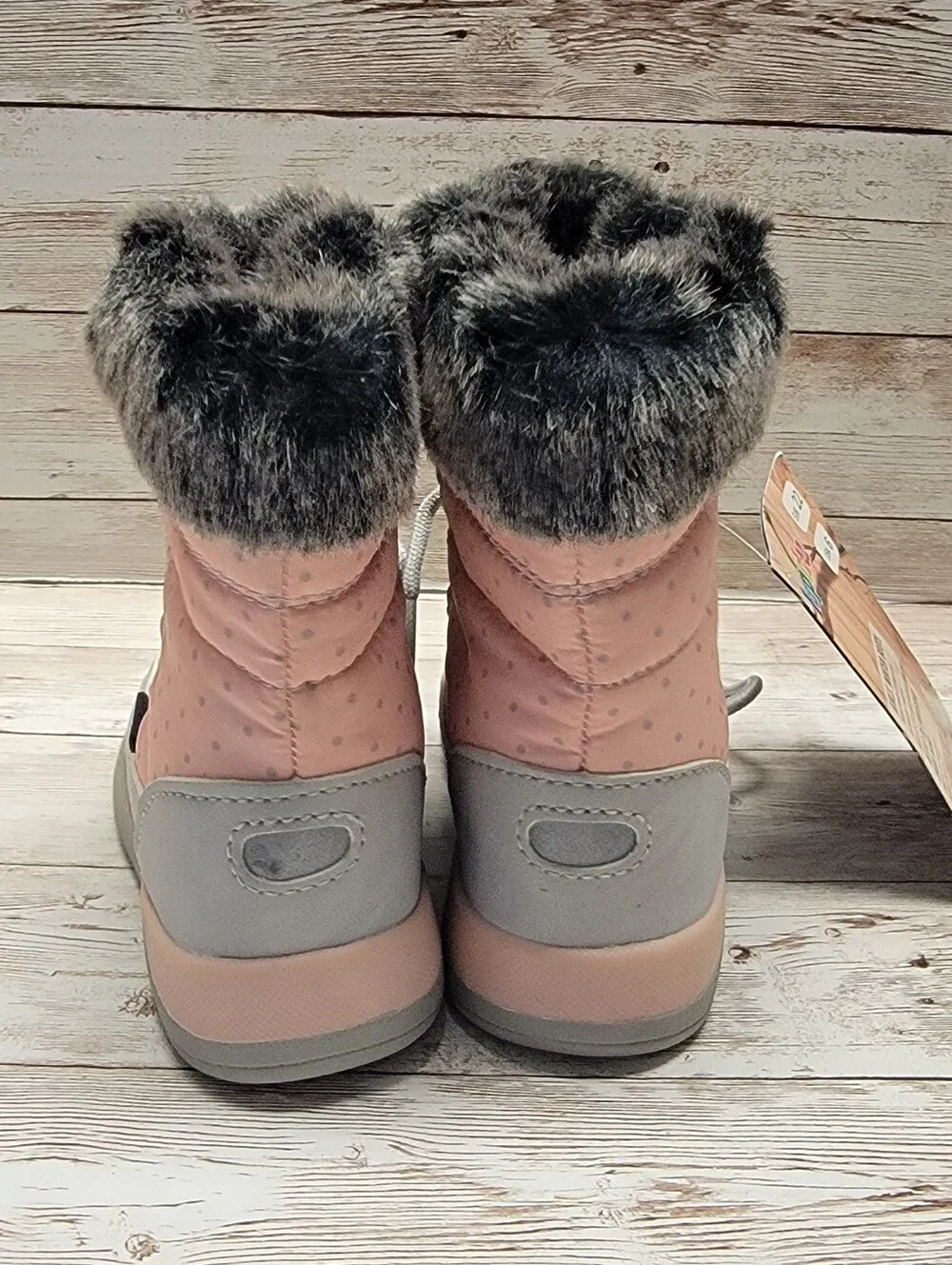 NWT Lupilu Toddler Girls Pink/Gray Winter Boots - Size 6 (EUR Size 22)